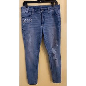 Women’s a.n.a distressed bling skinny jeans size 12